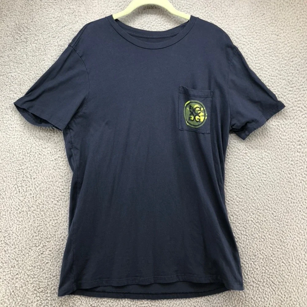 G/FORE T-Shirt Mens Medium Navy Blue Camo Skull Pocket Chileno Bay Resort Tee